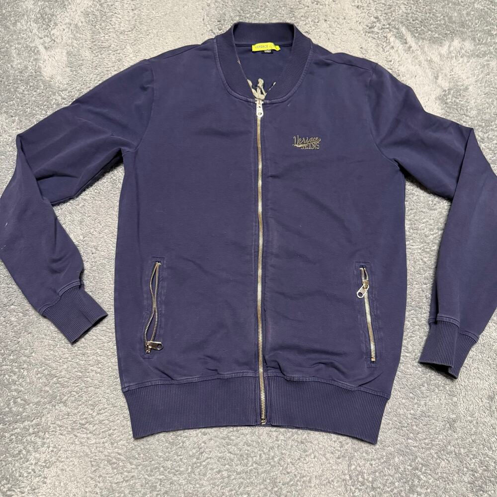 Versace Jeans Couture Sweatshirt Womens 12 Blue Zip *flaws